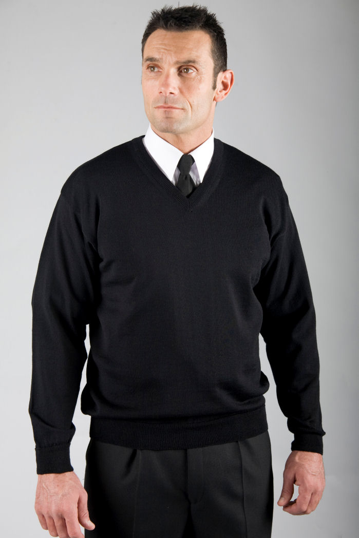  Italian Fine Gauge Merino Wool Black Pilot Uniform Pullover.
